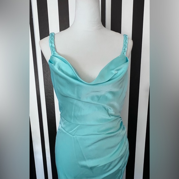 Tiffany Blue Front and Back Draped Slip Maxi Dress - NWT - Picture 6 of 9